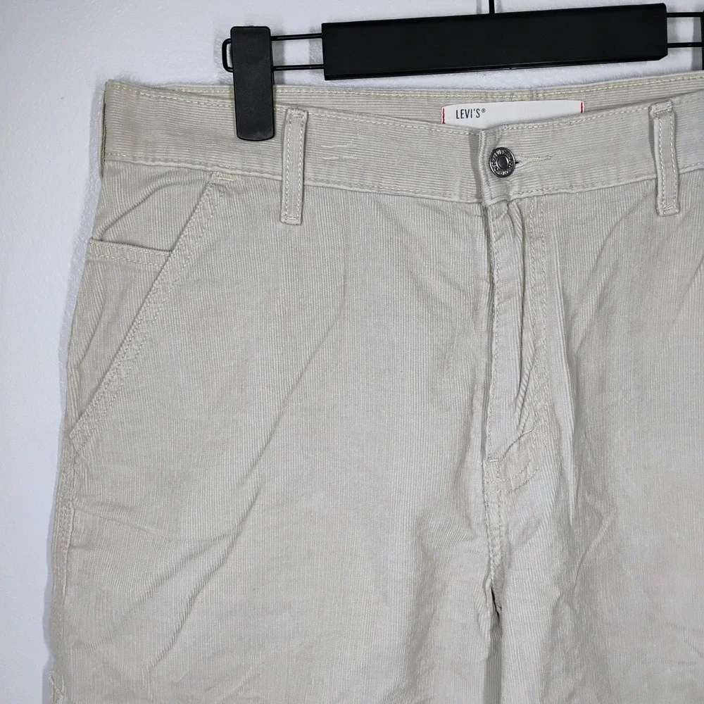 Vintage Levi's Beige Carpenter Corduroy Shorts Red Tab Baggy Mens 33 10 Inseam